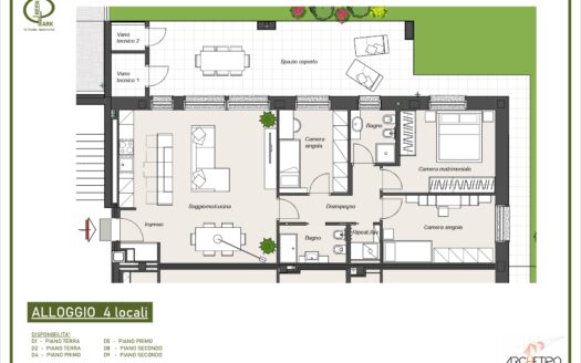 AMPI 4 LOCALI + CUCINA ABITABILE – RESIDENZA GREENPARK – via Toscana, Biassono (MB)