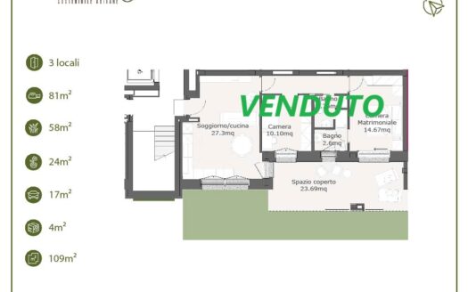 Trilocale PT Residenza GREENMI – Via delle Rogge, Rozzano – VENDUTO